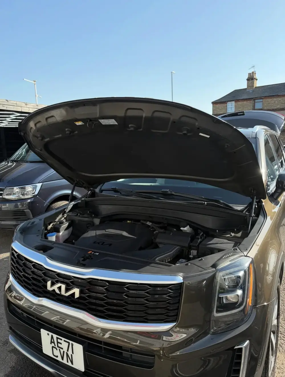 Detailed engine bay, hood open
