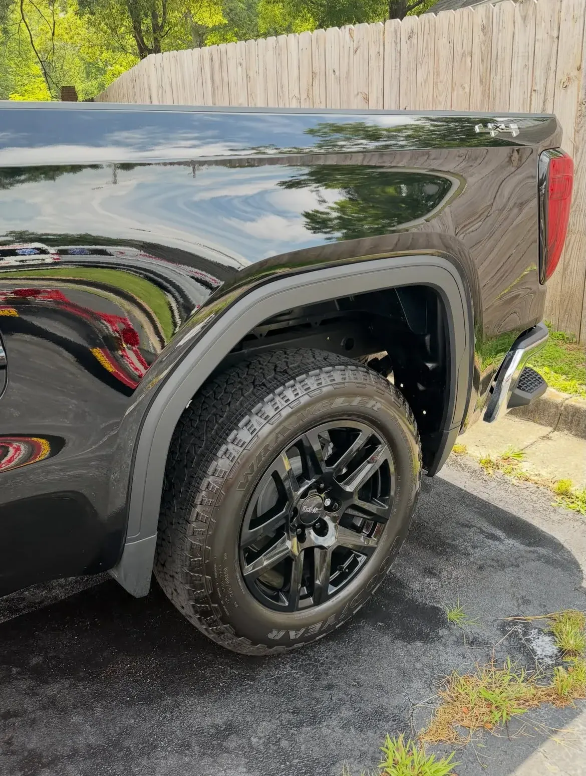 Ceramic coating gloss finish on a truck panel