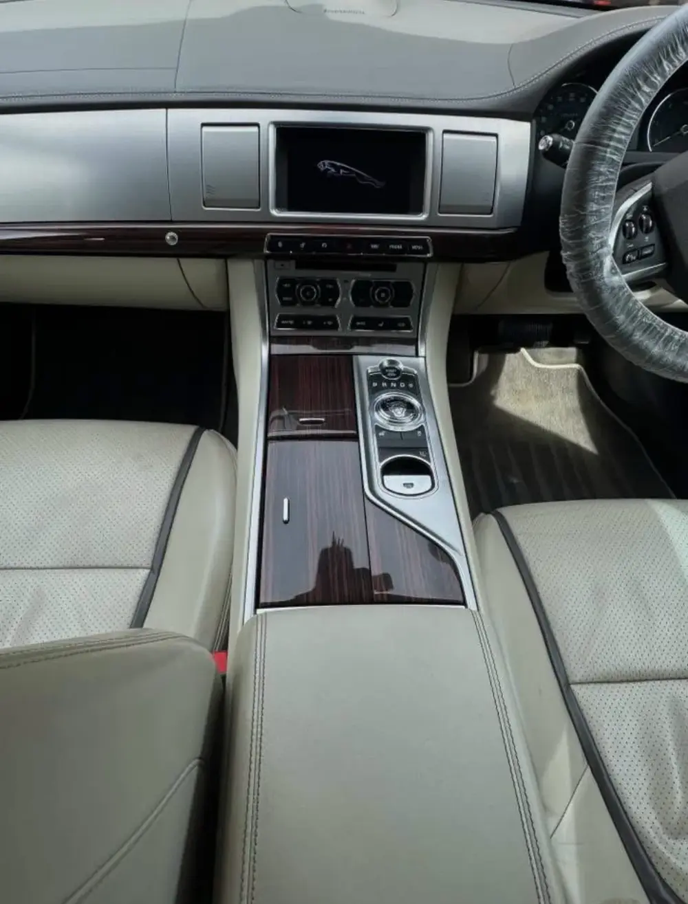 Detailed luxury sedan center console